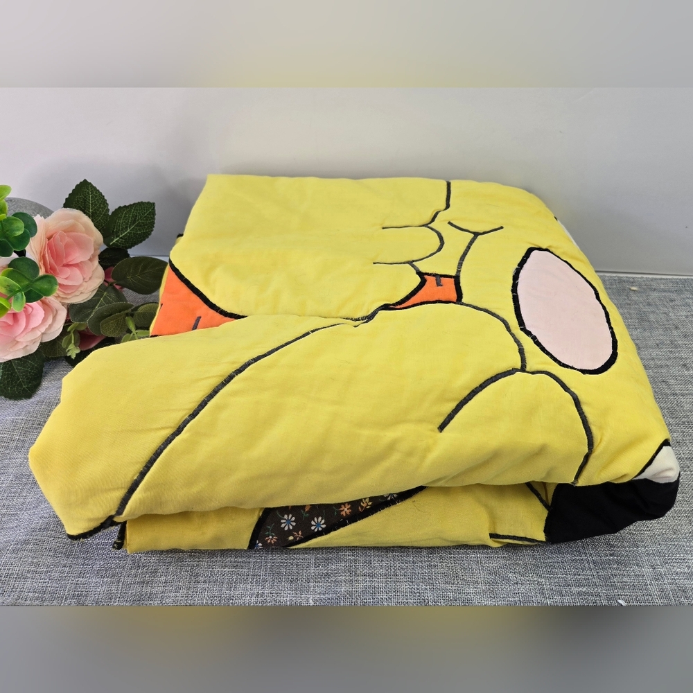 Vintage Handmade 1990s Lightweight Yellow Bunny Baby Blanket Quilt Playmat‎